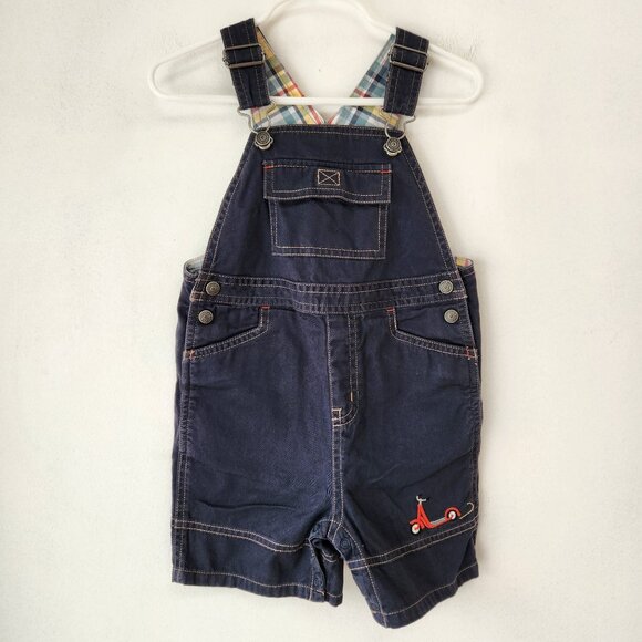 Janie and Jack Boys Overalls Shorts Blue Shortalls Outfit Embroidered 18-24M - Picture 1 of 8